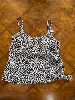 Coco Reef Leopard Print Tie-Hem Cami Top - White/Black/Red